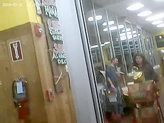 MILF in the grocery store, nice ass & black panties