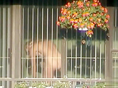 My slim blonde neighbor naked in her apartment