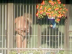 My slim blonde neighbor naked in her apartment