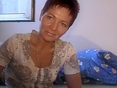 Old And Short Haired German Lady Dildoing Her Muff After A Shower