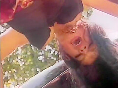 Outdoor Fuck On The Hood Of The Car With Double Penetration For Young Brunette