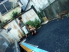Outdoor slurping on a cock by sexy naked Mai Sakurai
