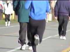 Running in the street amateur babe is shaking her candid ass 01t