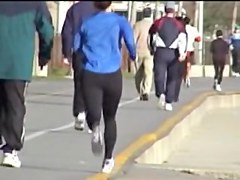 Running in the street amateur babe is shaking her candid ass 01t