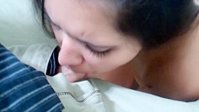 Sexy Brunette Hottie Sucking Cock In The Bathroom - FemdomSex