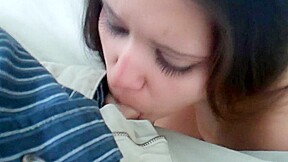 Sexy Brunette Hottie Sucking Cock In The Bathroom - FemdomSex