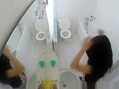 Sexy chick spied in bathroom taking shower