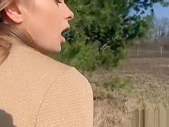 Sexy eurobabe flashes tits and pounded