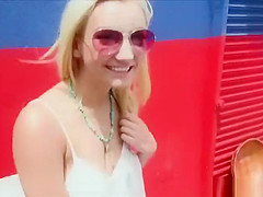 Slutty babe Jade Amber fucks a hard cock in public
