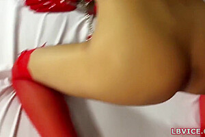 Spanked Ladyboy Lew Gives Blow And Doggystyle Fucked