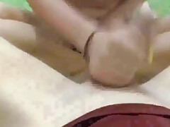 The Wife Jerks Off Her Husbands Penis With Her Feet On The Stream Footjob