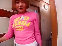 Tiny asian redhead sucking cock part1