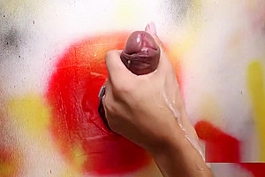 Tranny wanking and sucking