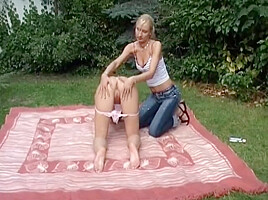 Two Girlfriends Touch Each Others Bare Pussies In The Great Outdoors