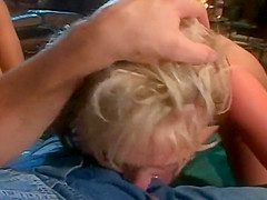 Two Nasty Blondes Are Riding Dicks In Foursome Orgy