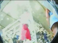 Two bombshells captured by an upskirt cam
