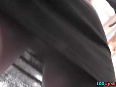 Upskirt movie scene with hose