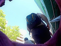 Upskirt walking down the street