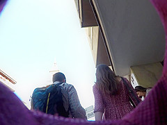 Upskirt walking down the street