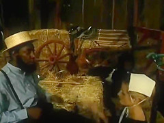 Vintage interracial fuck in a shed
