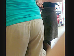 milf in a slightly transparent pants (see through)
