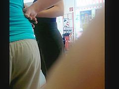 milf in a slightly transparent pants (see through)